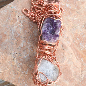 Herkimer DIamond Quartz Crystal Pendant Amethyst